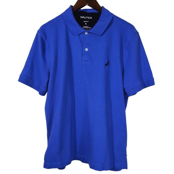 Nautica Classic Fit 100% Cotton Blue Short Sleeve Polo Shirt Men's XL - Picture 1 of 6